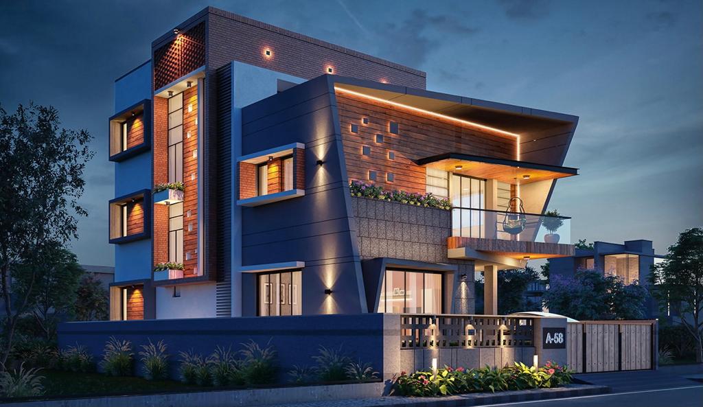 Modern residential elevation